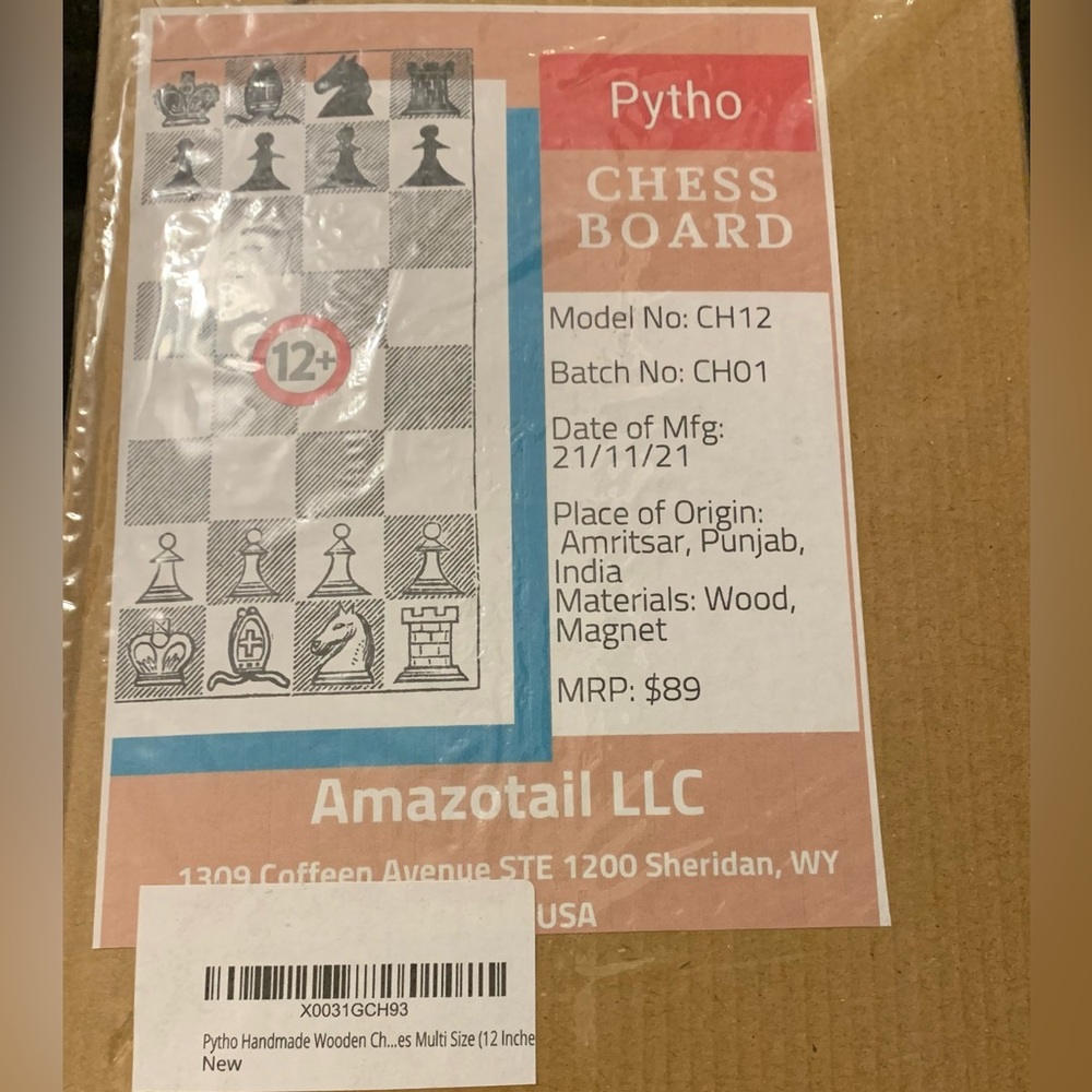 NWOT Pytho Chess Board
